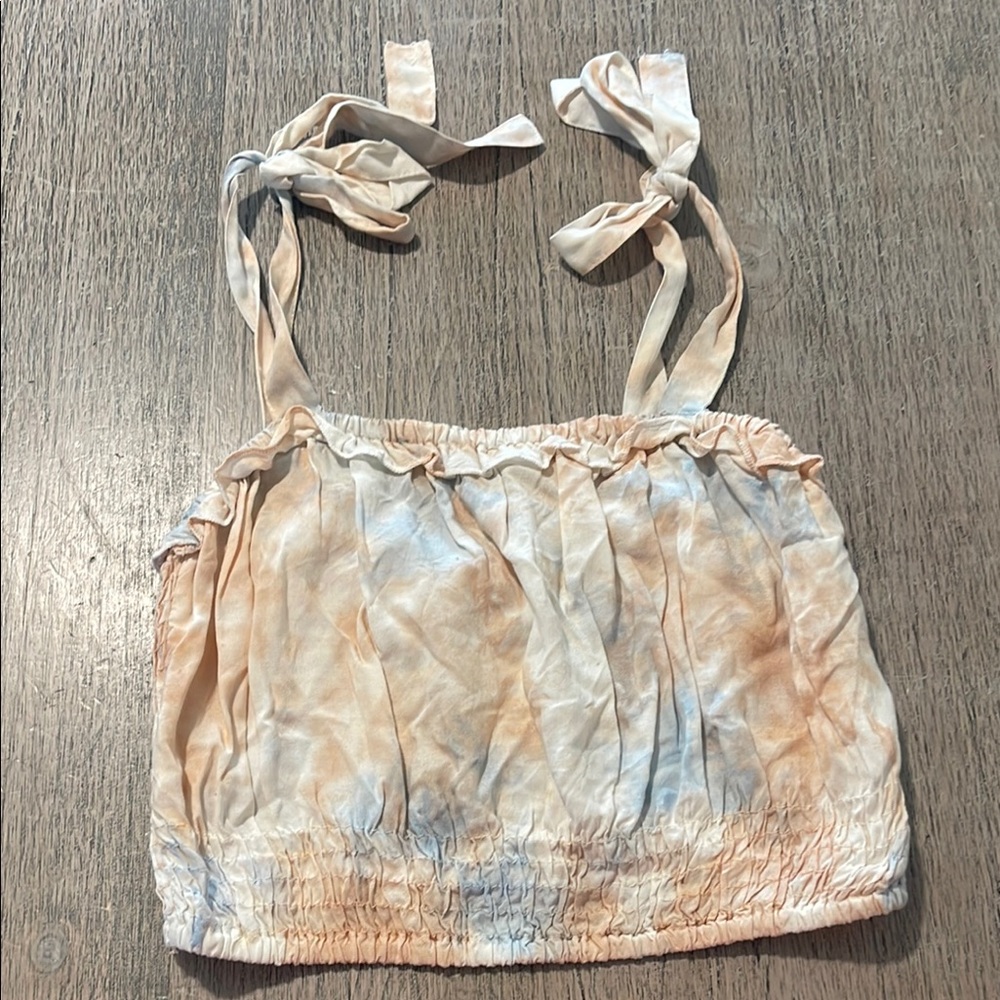 Kiwi & Punch Chic Cream Tie-Dye Camisole‎ with Adjustable Straps S